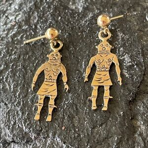 14K Gold Native American Vintage Dangle Earrings
